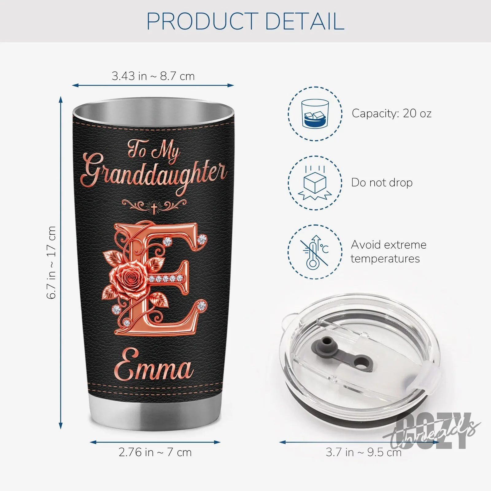 Personalized Granddaughter Tumbler from Grandma, Never Forget How Much I Love You Gift 5 Personalized Granddaughter Tumbler from Grandma, Never Forget How Much I Love You Gift