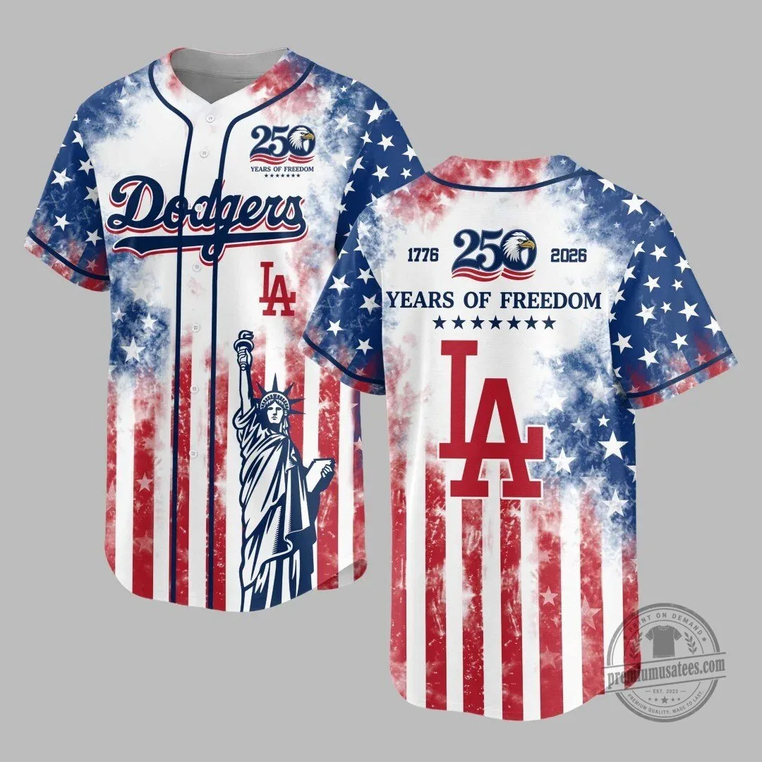Los Angeles Dodgers 250 Years of Freedom American Flag Baseball Jersey