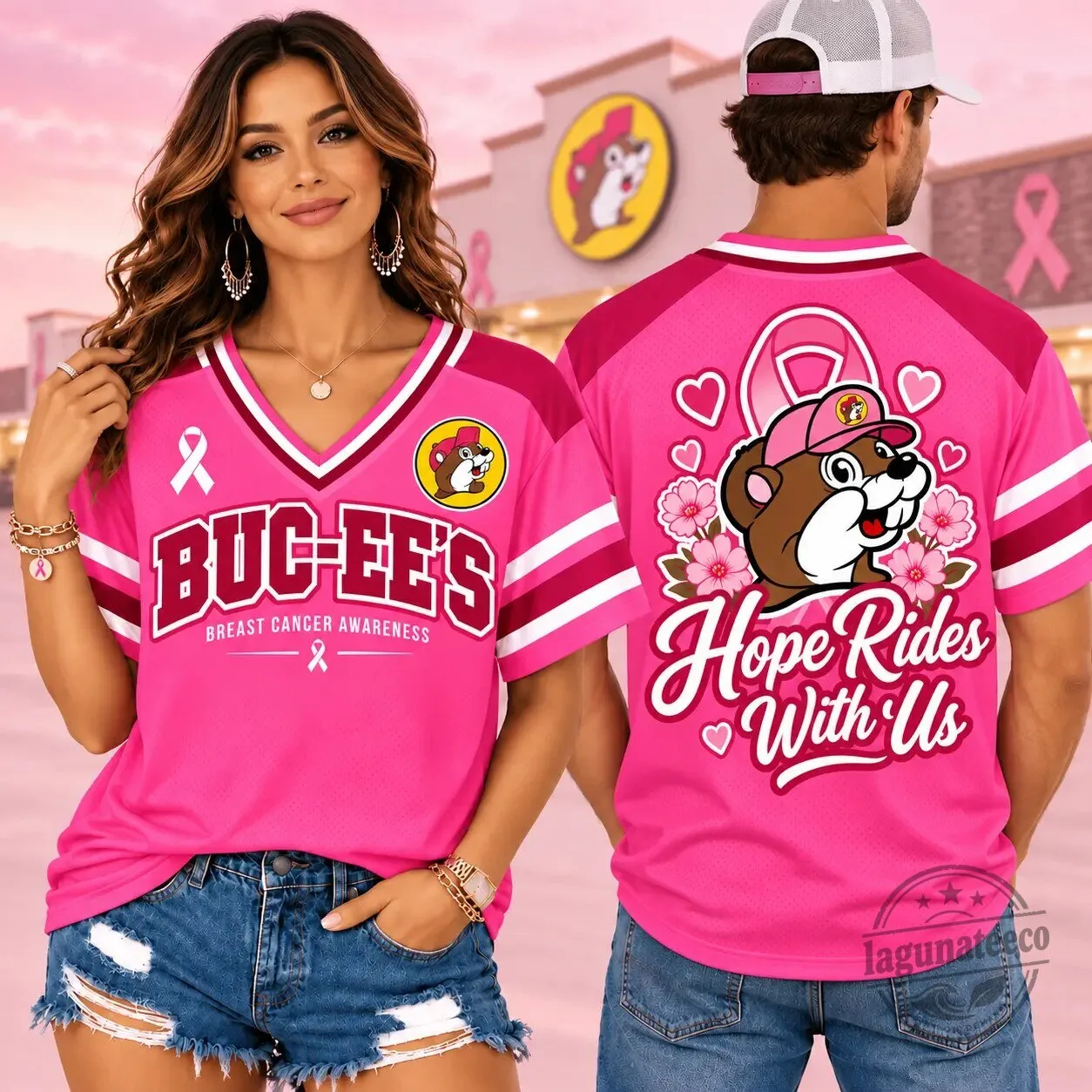 Buc-ee's Breast Cancer Awareness Hope Rides With Us Pink Baseball Jersey
