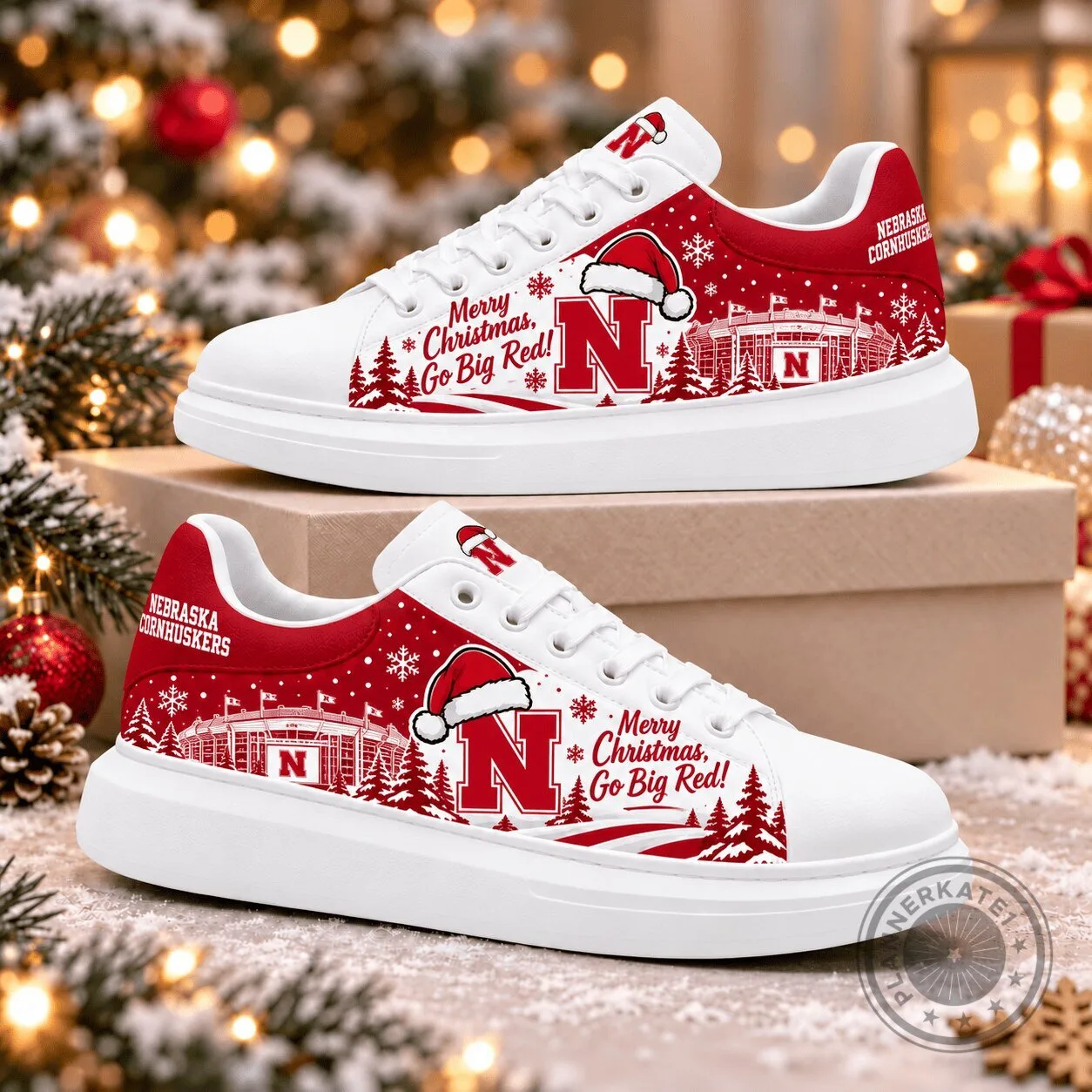 Nebraska Cornhuskers Merry Christmas Go Big Red Fan Shoes