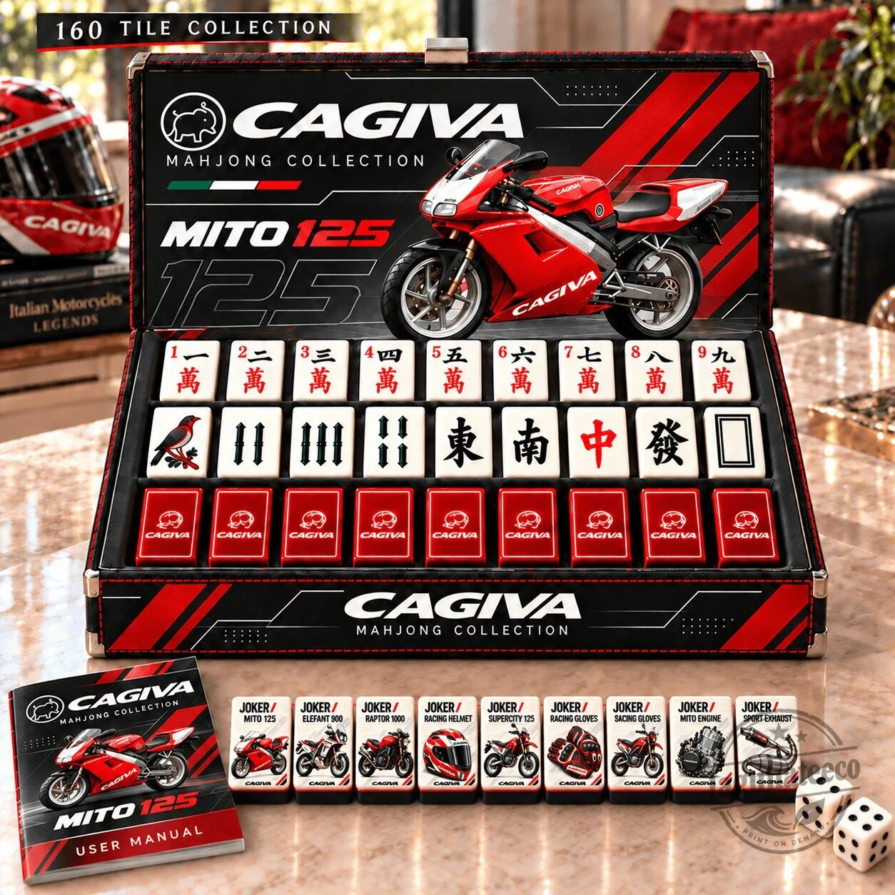 Cagiva Mito 125 Motorcycle Mahjong Tiles Set 160 Piece Collection