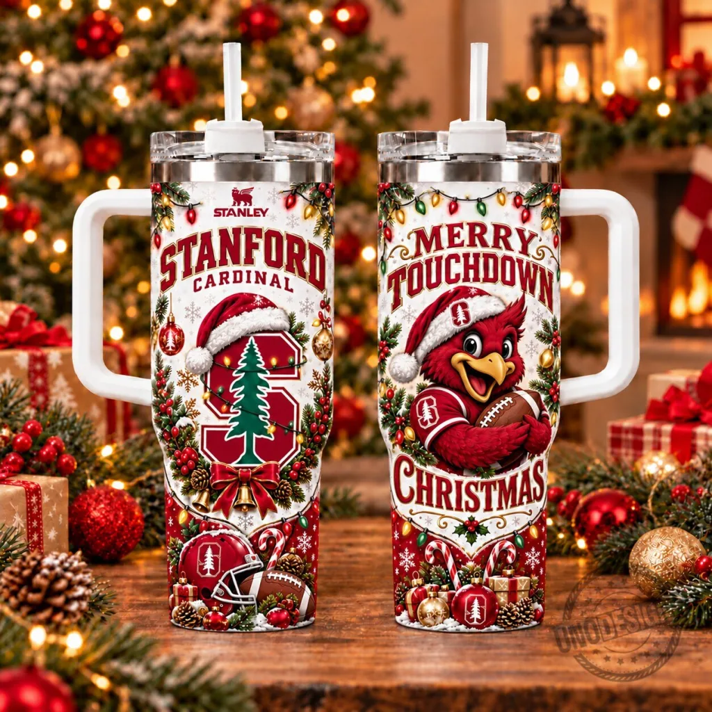 Stanford Cardinal Christmas Merry Touchdown Holiday Tumbler with Handle Stanford Cardinal Christmas Merry Touchdown Holiday Tumbler with Handle
