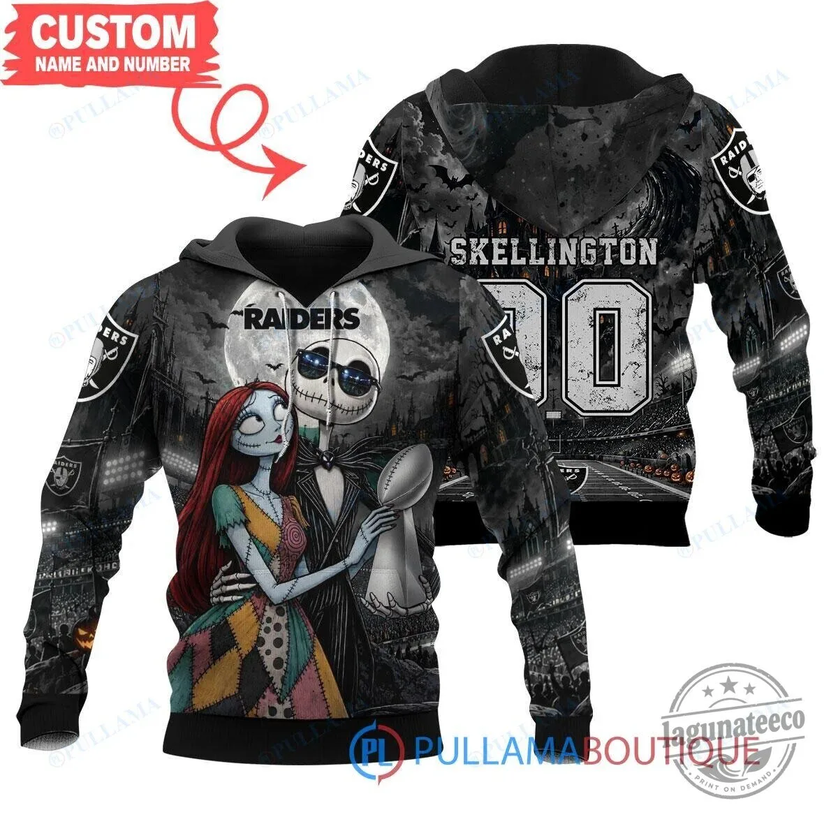 Las Vegas Raiders Jack Skellington Sally Nightmare Before Christmas Hoodie
