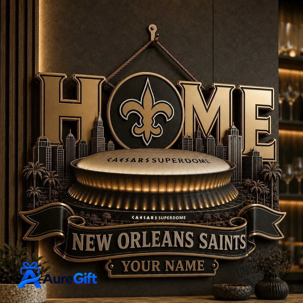 Personalized New Orleans Saints Superdome Home Sign Custom Football Wall Art