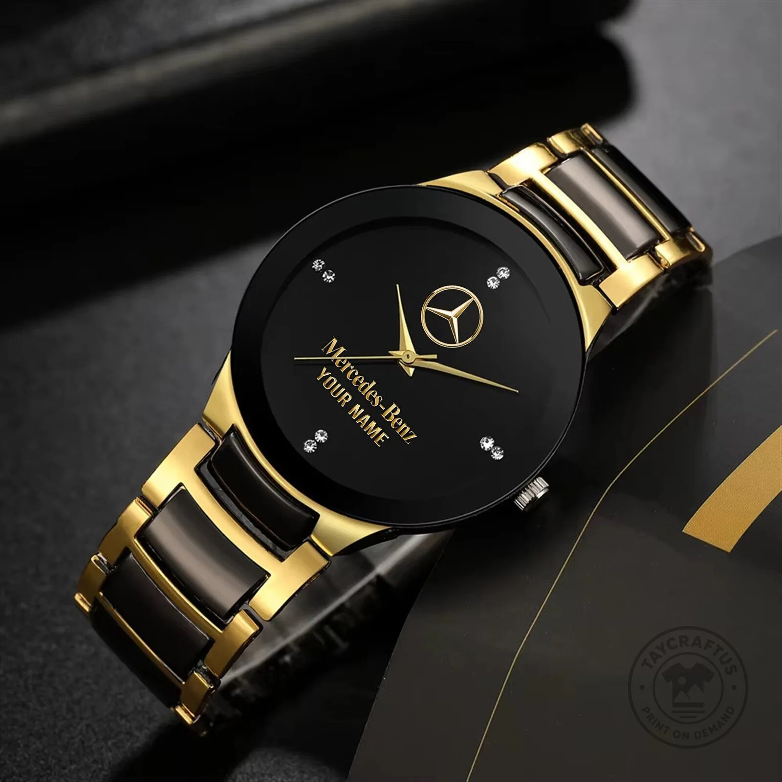 Mercedes-Benz Custom Name Couple Quartz Watch Set, Personalized Gold and Black Wristwatch 10 Mercedes-Benz Custom Name Couple Quartz Watch Set, Personalized Gold and Black Wristwatch