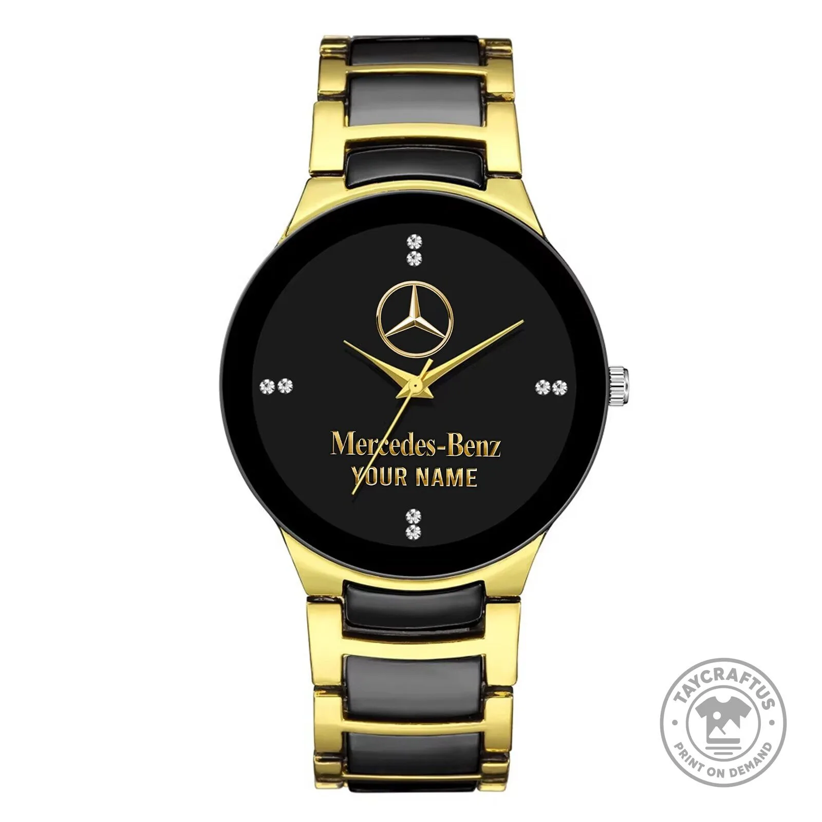 Mercedes-Benz Custom Name Couple Quartz Watch Set, Personalized Gold and Black Wristwatch 12 Mercedes-Benz Custom Name Couple Quartz Watch Set, Personalized Gold and Black Wristwatch