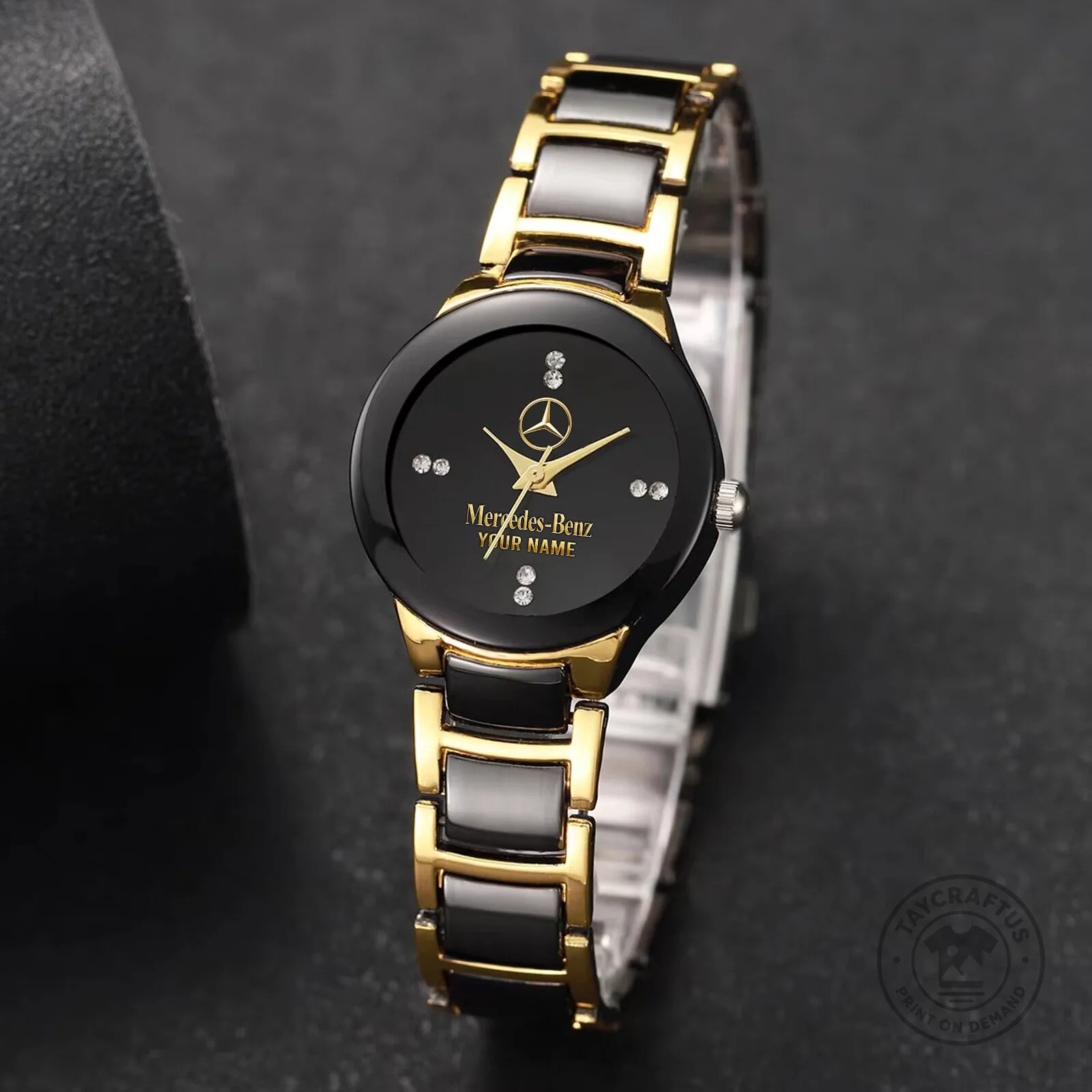 Mercedes-Benz Custom Name Couple Quartz Watch Set, Personalized Gold and Black Wristwatch 13 Mercedes-Benz Custom Name Couple Quartz Watch Set, Personalized Gold and Black Wristwatch