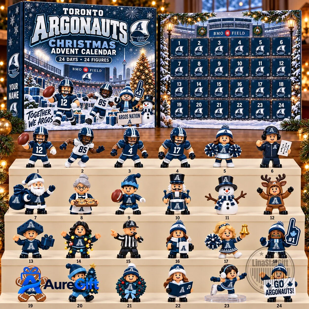 Toronto Argonauts Christmas Advent Calendar 24 Days 24 Figures Holiday Gift
