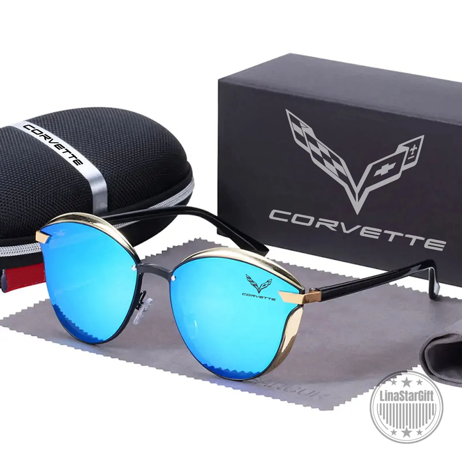 Corvette Cat Eye Polarized Women's Sunglasses with Gold Trim 14 Corvette Cat Eye Polarized Women