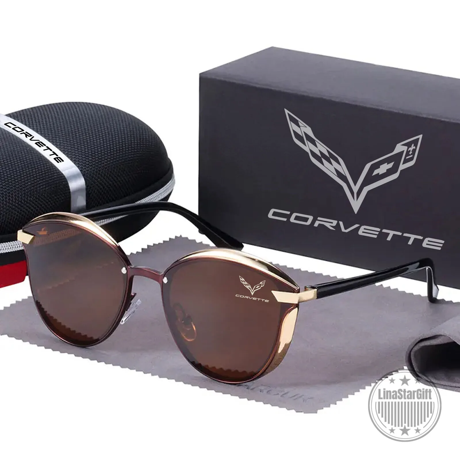 Corvette Cat Eye Polarized Women's Sunglasses with Gold Trim 15 Corvette Cat Eye Polarized Women
