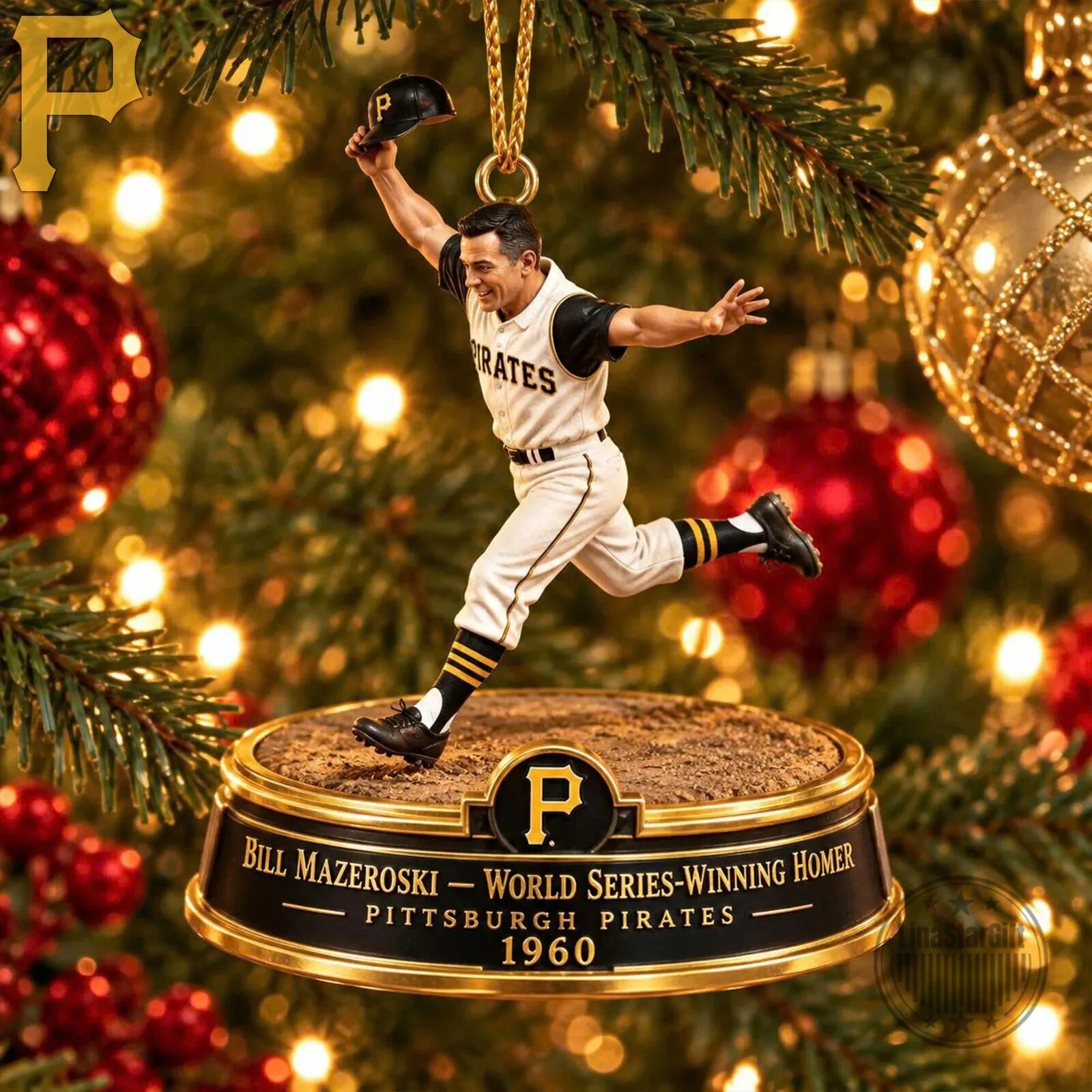 Bill Mazeroski Pittsburgh Pirates 1960 World Series Winning Homer Christmas Ornament