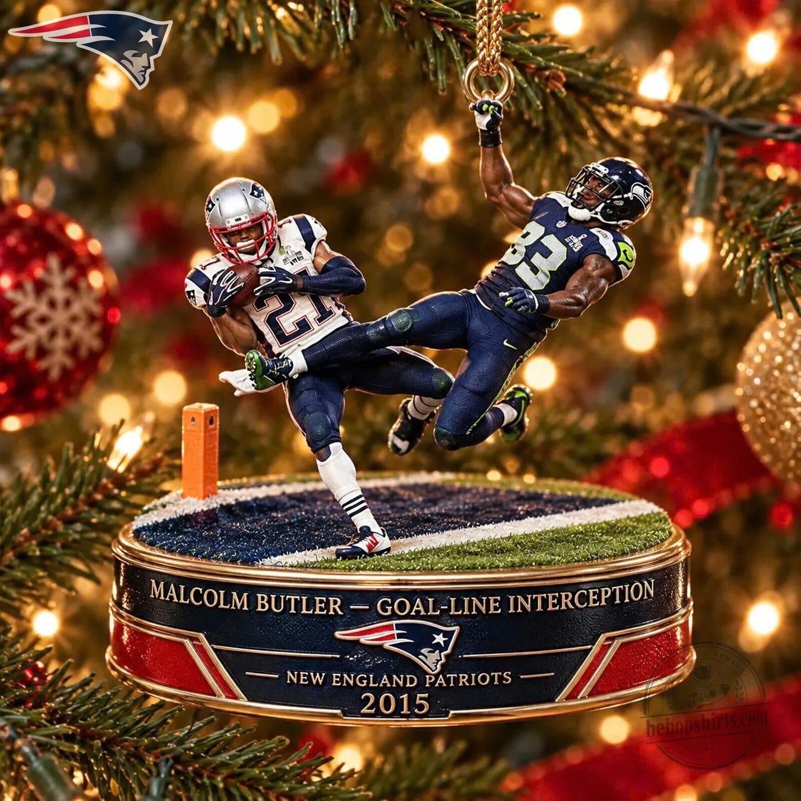 New England Patriots Malcolm Butler Goal-Line Interception Christmas Ornament