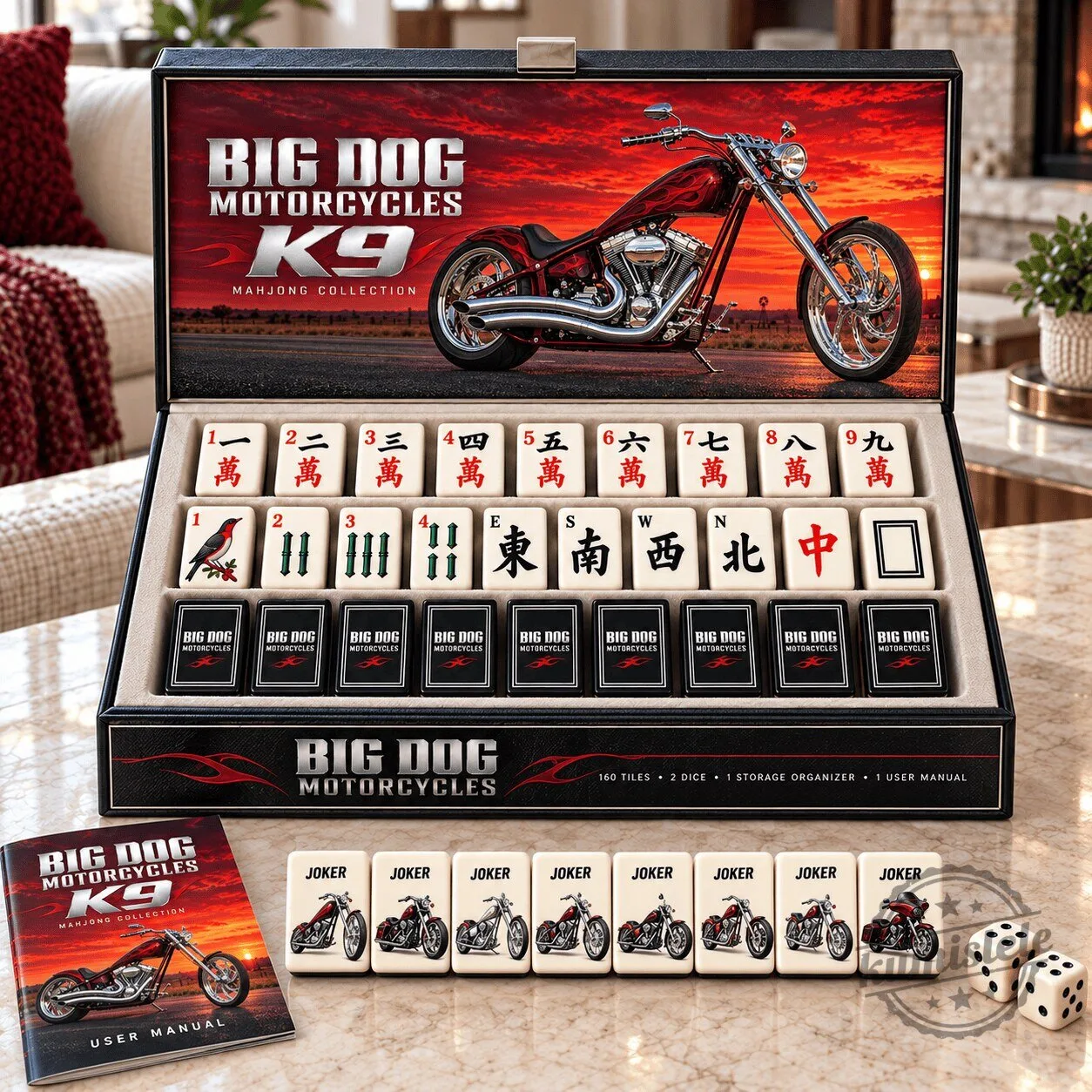Big Dog Motorcycles K9 Chopper Mahjong Game Set with Storage Case 1 Big Dog Motorcycles K9 Chopper Mahjong Game Set with Storage Case
