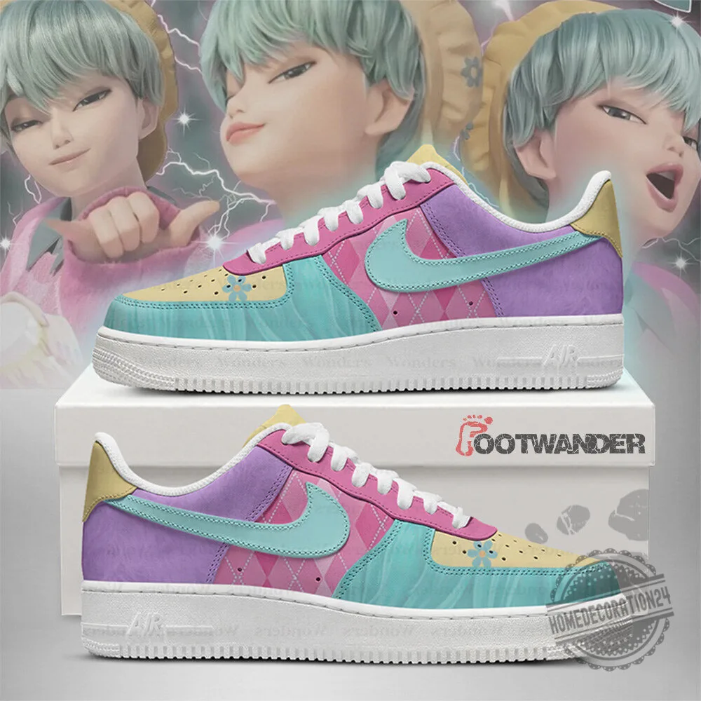 Demon Hunter KPop Anime Style Pastel Pink Blue Yellow Air Force Sneakers Shoes