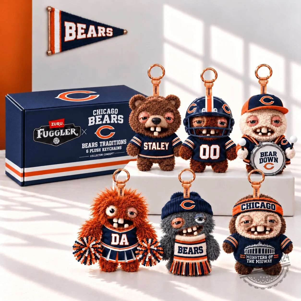 Chicago Bears Fuggler Plush Keychain Collection - Monsters of the Midway
