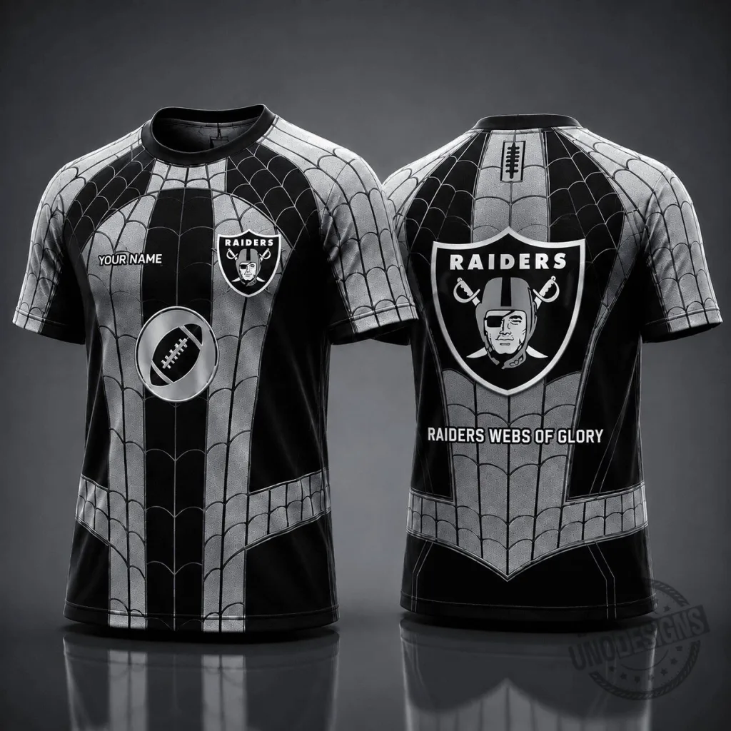 Las Vegas Raiders Spider Web Personalized Football Fan T-Shirt