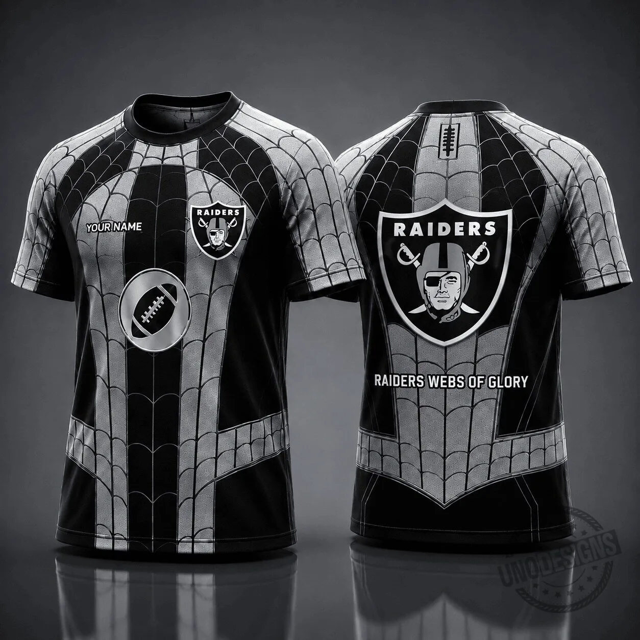 Las Vegas Raiders Spider Web Personalized Football Fan T-Shirt