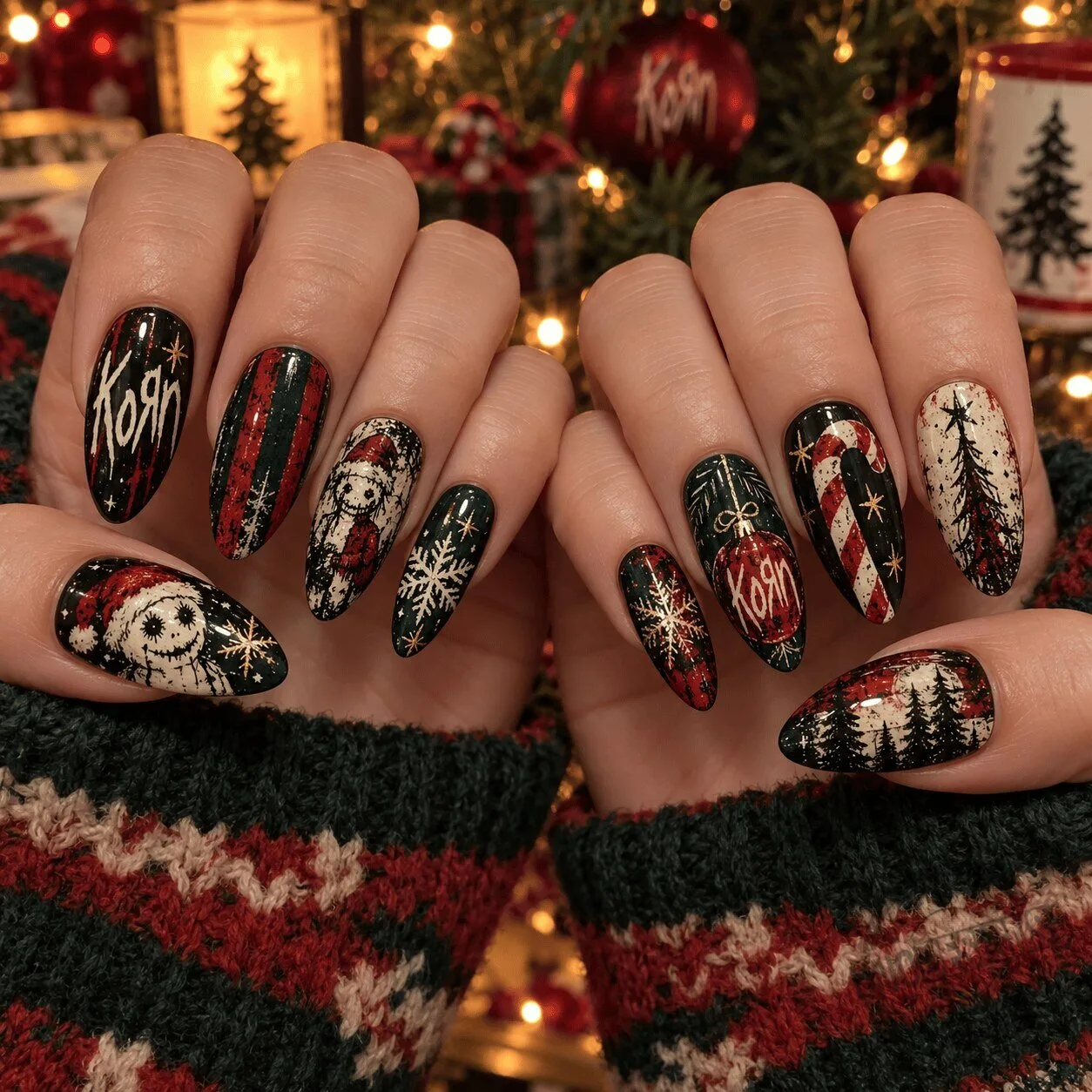 Korn Band Christmas Holiday Press On Nails Set