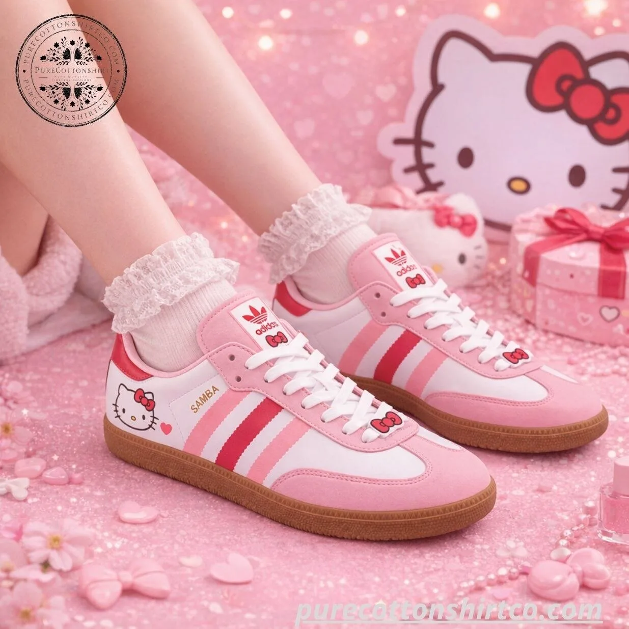 Hello Kitty x Adidas Samba Pink Low Top Sneakers