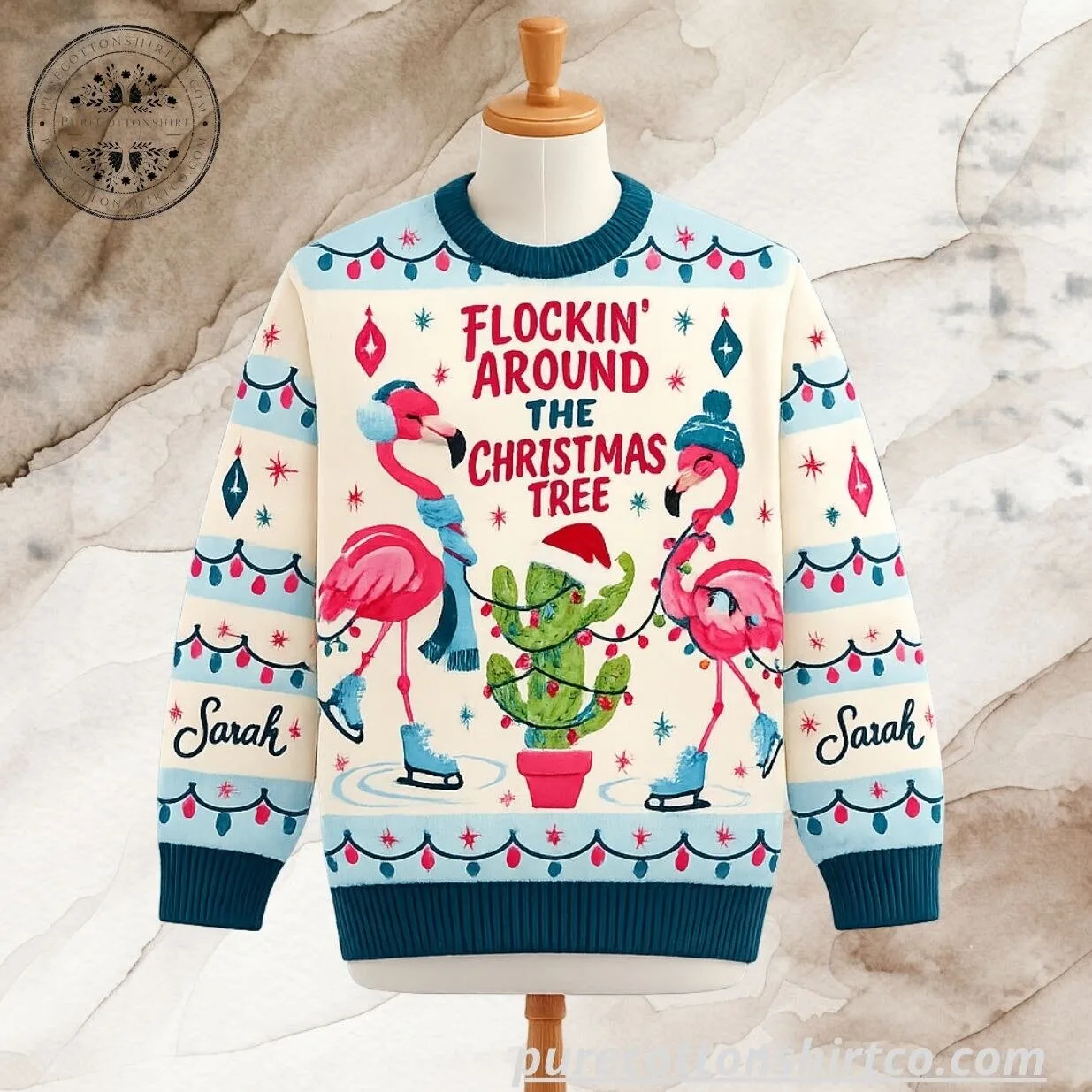Flamingo Flockin Around The Christmas Tree Ugly Sweater 2026 4 Flamingo Flockin Around The Christmas Tree Ugly Sweater 2026