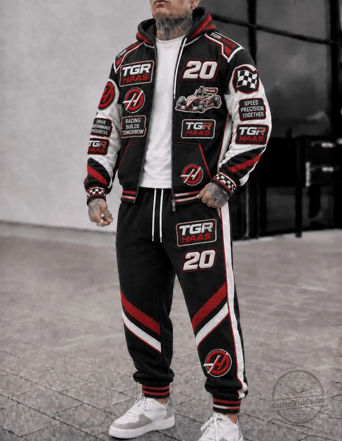 Haas F1 Team Racing Number 20 Patchwork Full-Zip Hoodie