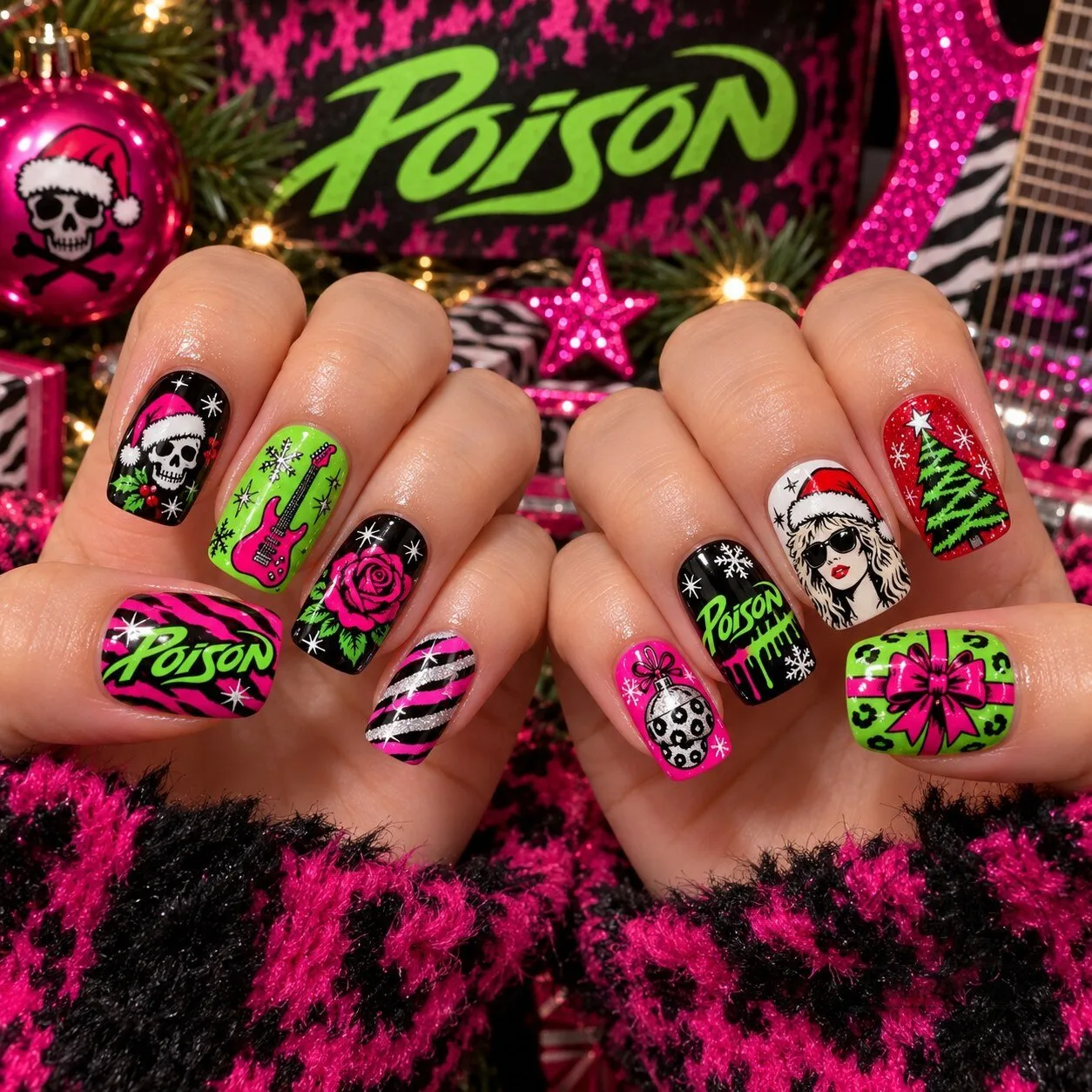 Holiday Press On Nails Set by Poison Band for Christmas 3 Holiday Press On Nails Set by Poison Band for Christmas