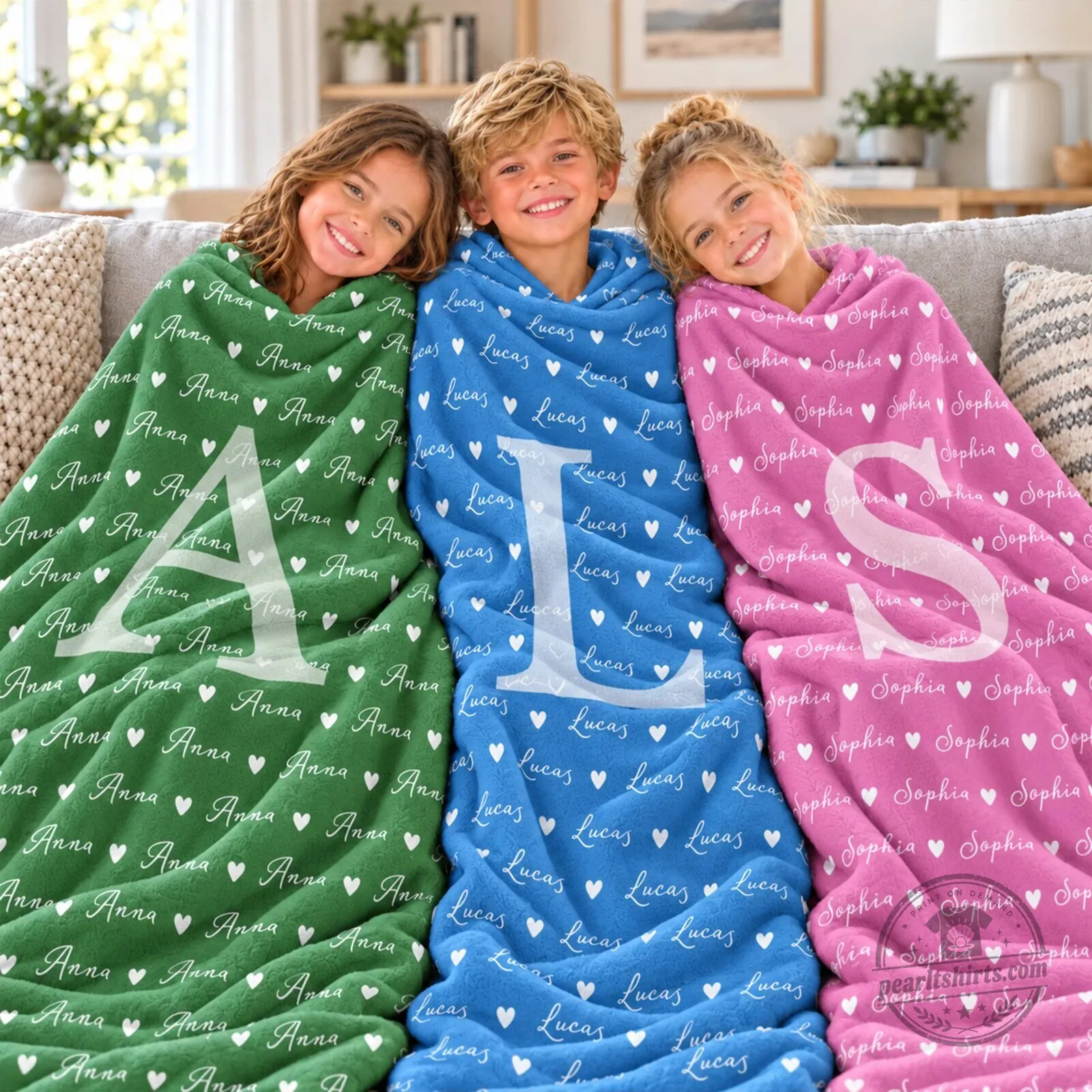 Personalized Name and Initial Kids Fleece Blanket for Children
