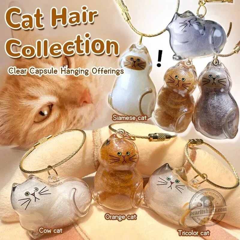 Cat Hair Keepsake Capsule Keychain for Pet Memorial and Fur Collection