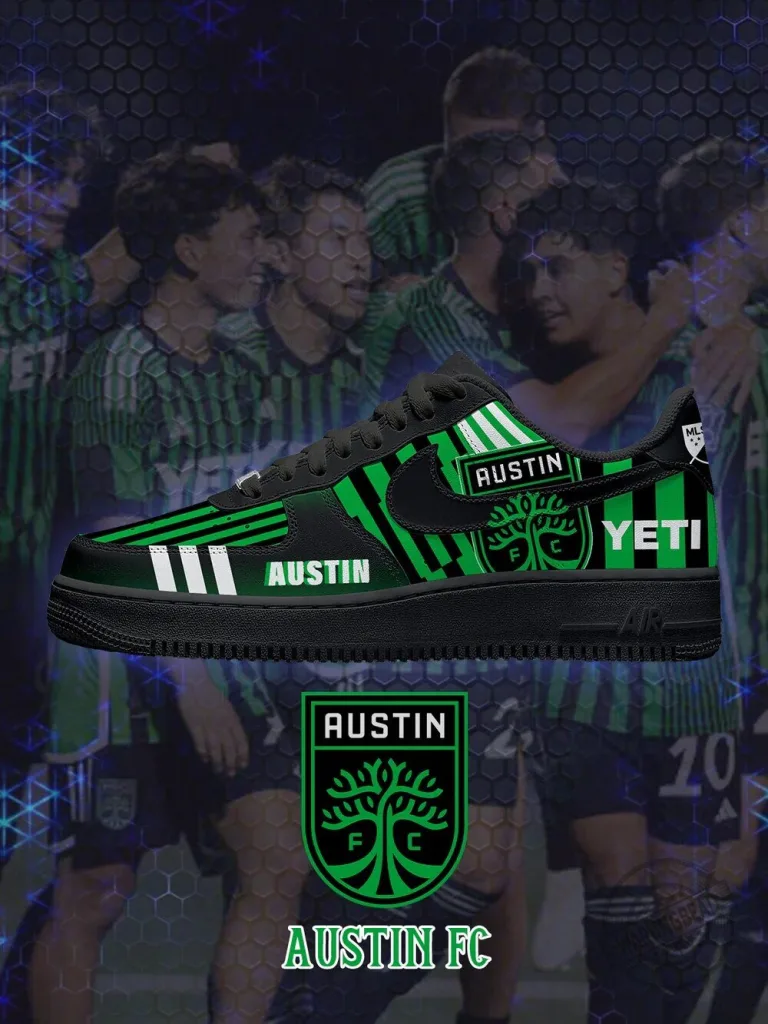 Austin FC Major League Soccer Team Logo Black and Green Custom Shoes 21 Austin FC Major League Soccer Team Logo Black and Green Custom Shoes