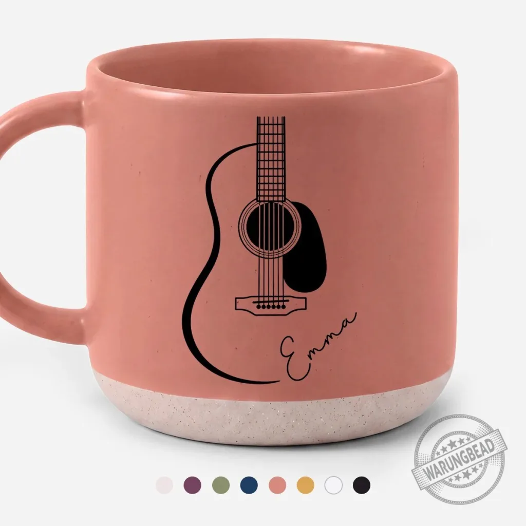 Personalized Acoustic Guitar Line Art Coffee Mug for Guitar Players Personalized Acoustic Guitar Line Art Coffee Mug for Guitar Players