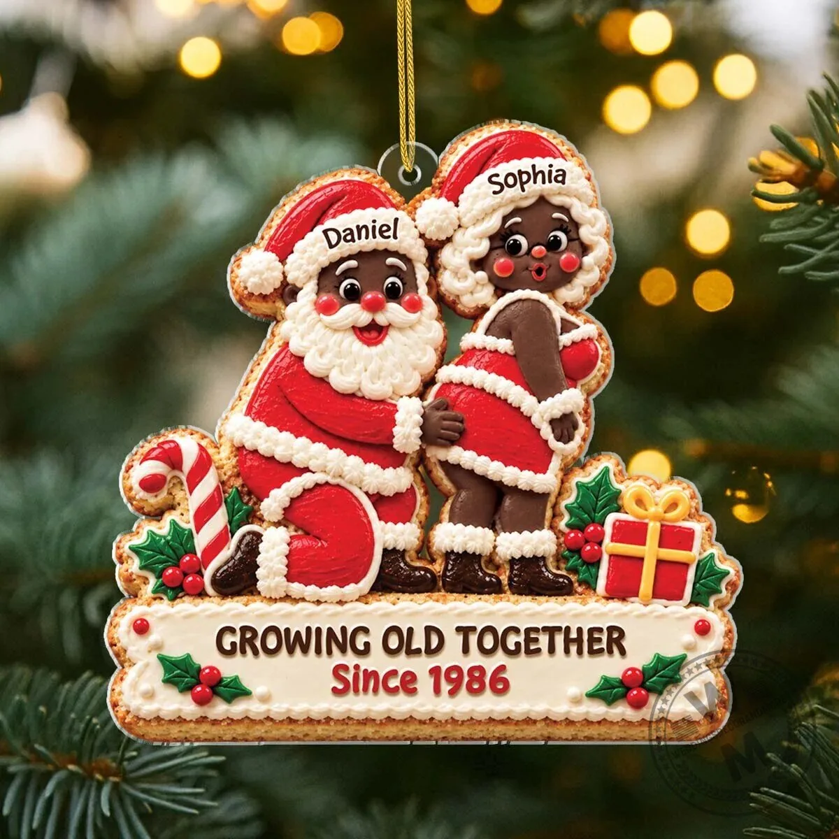 Personalized Santa Couple Christmas Ornament - Growing Old Together Since 1990 7 Personalized Santa Couple Christmas Ornament - Growing Old Together Since 1990