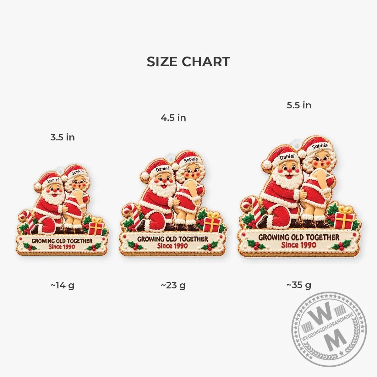 Personalized Santa Couple Christmas Ornament - Growing Old Together Since 1990 9 Personalized Santa Couple Christmas Ornament - Growing Old Together Since 1990