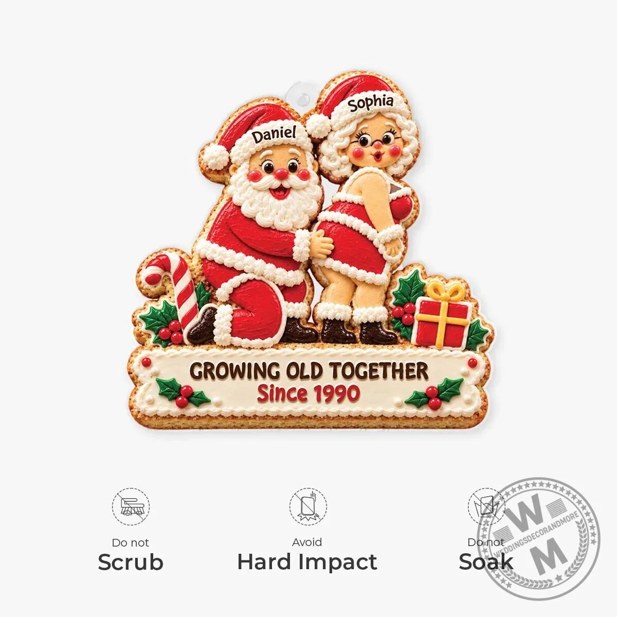 Personalized Santa Couple Christmas Ornament - Growing Old Together Since 1990 10 Personalized Santa Couple Christmas Ornament - Growing Old Together Since 1990