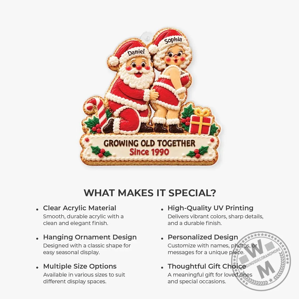 Personalized Santa Couple Christmas Ornament - Growing Old Together Since 1990 11 Personalized Santa Couple Christmas Ornament - Growing Old Together Since 1990