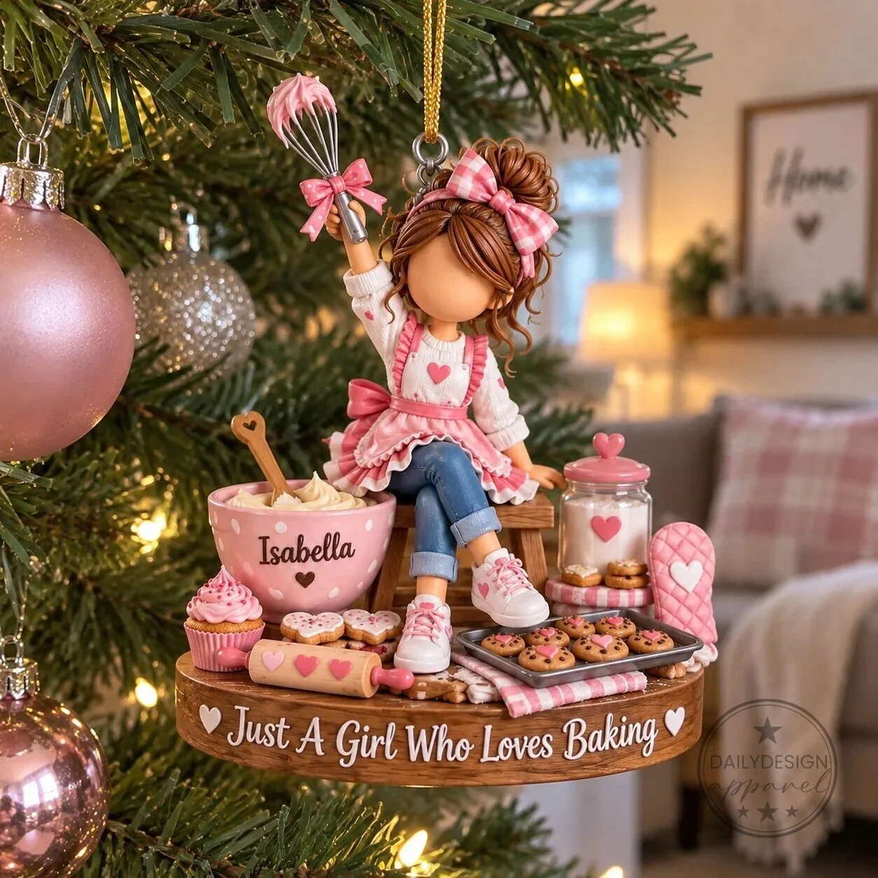 Personalized Just a Girl Who Loves Baking Christmas Ornament