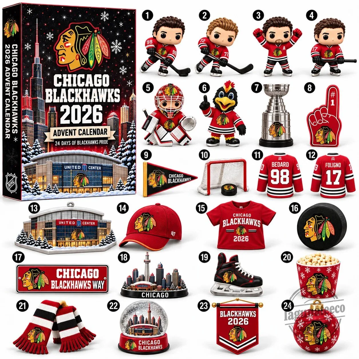 Chicago Blackhawks 2026 24-Day Game Day Surprise Countdown Advent Calendar