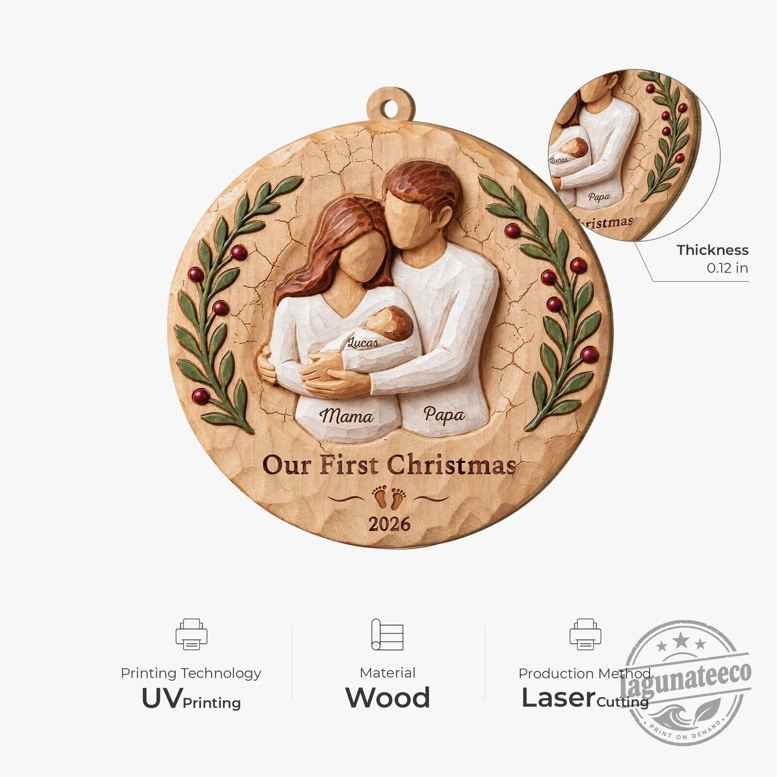 Our First Christmas Newborn Family Wood Ornament - Personalized Gifts for New Parents 8 Our First Christmas Newborn Family Wood Ornament - Personalized Gifts for New Parents
