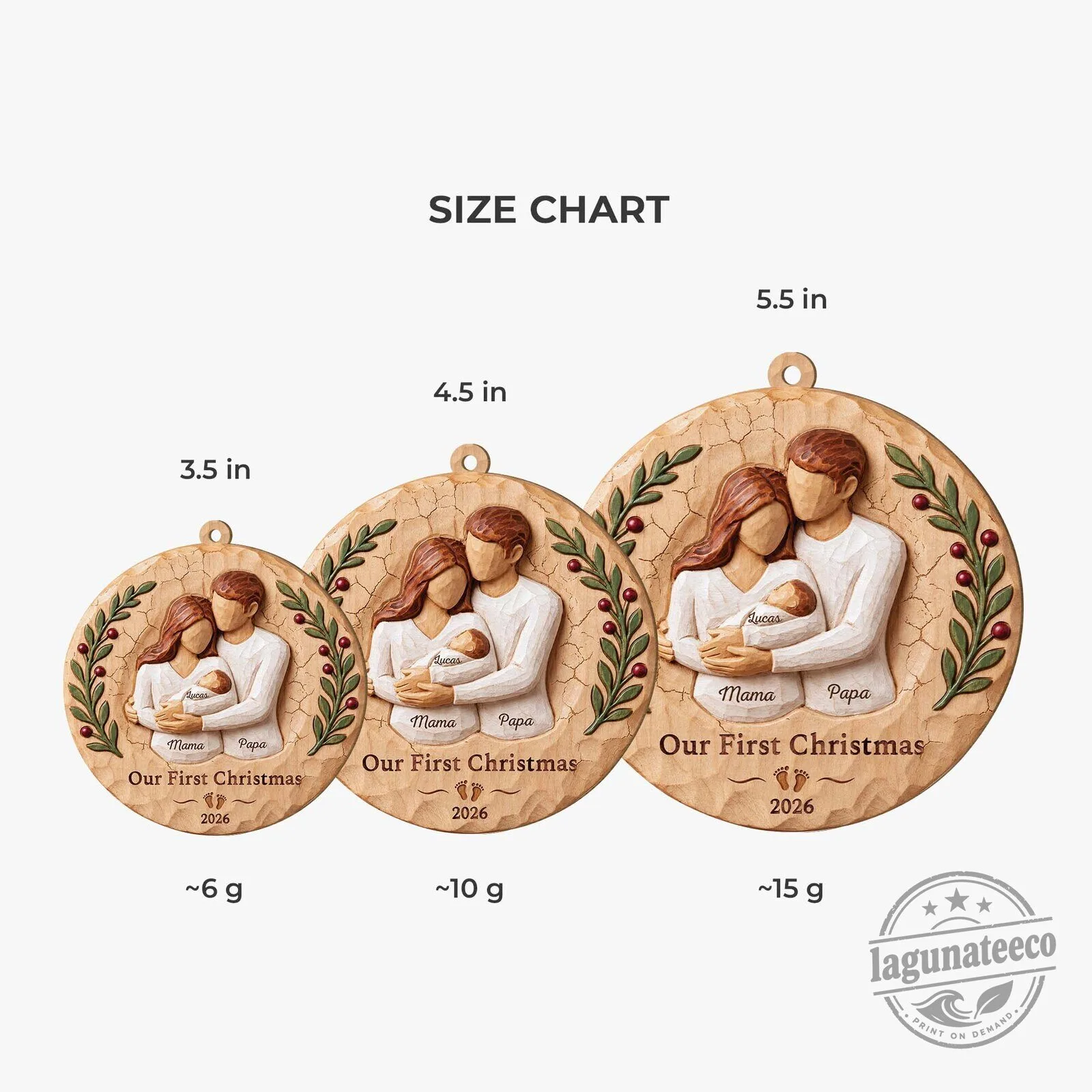 Our First Christmas Newborn Family Wood Ornament - Personalized Gifts for New Parents 9 Our First Christmas Newborn Family Wood Ornament - Personalized Gifts for New Parents