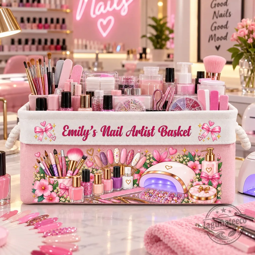 Personalized Nail Artist Basket with Handles for Manicure and Pedicure Supplies Personalized Nail Artist Basket with Handles for Manicure and Pedicure Supplies