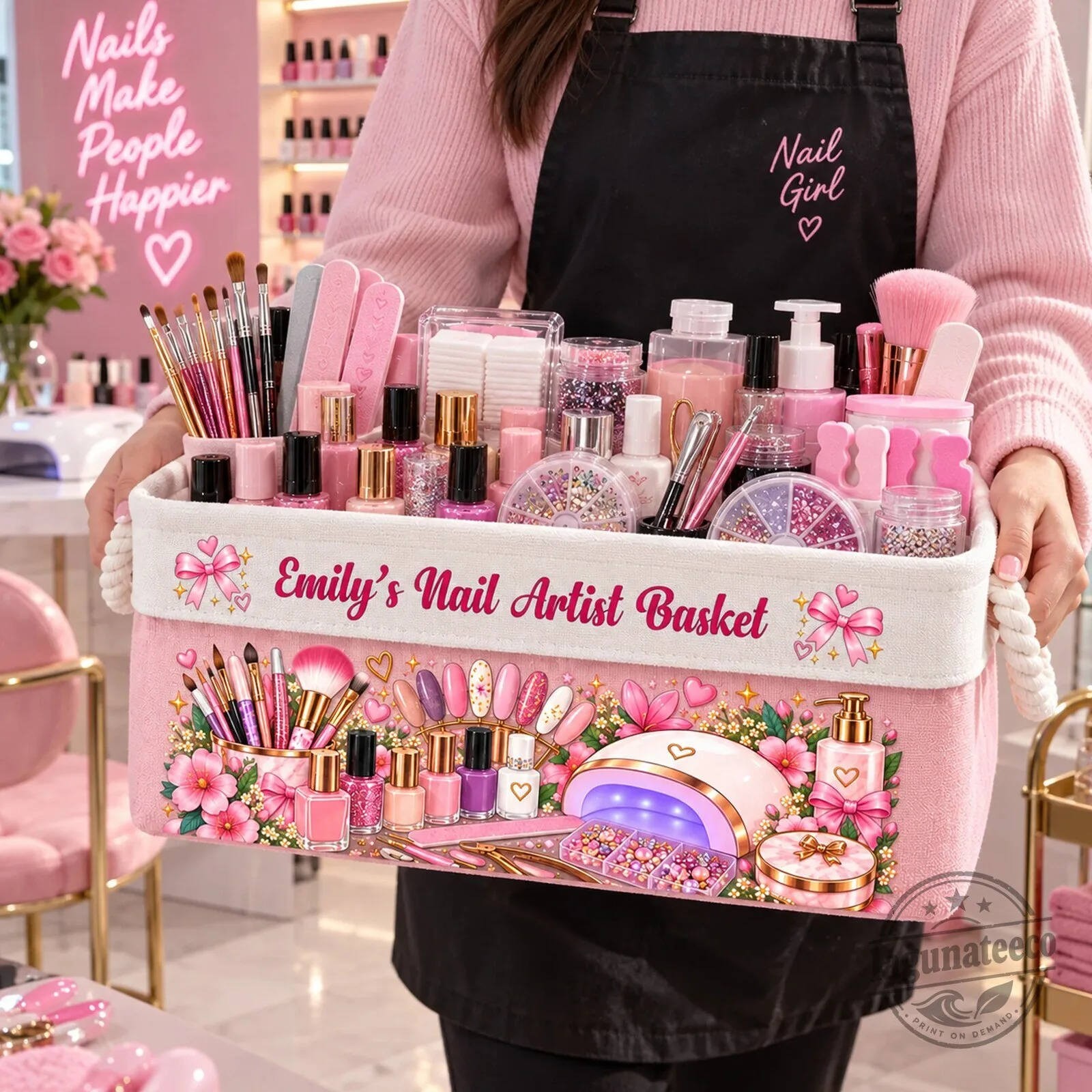 Personalized Nail Artist Basket with Handles for Manicure and Pedicure Supplies 10 Personalized Nail Artist Basket with Handles for Manicure and Pedicure Supplies