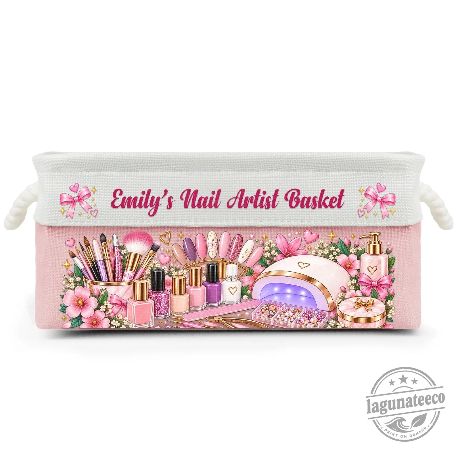 Personalized Nail Artist Basket with Handles for Manicure and Pedicure Supplies 11 Personalized Nail Artist Basket with Handles for Manicure and Pedicure Supplies