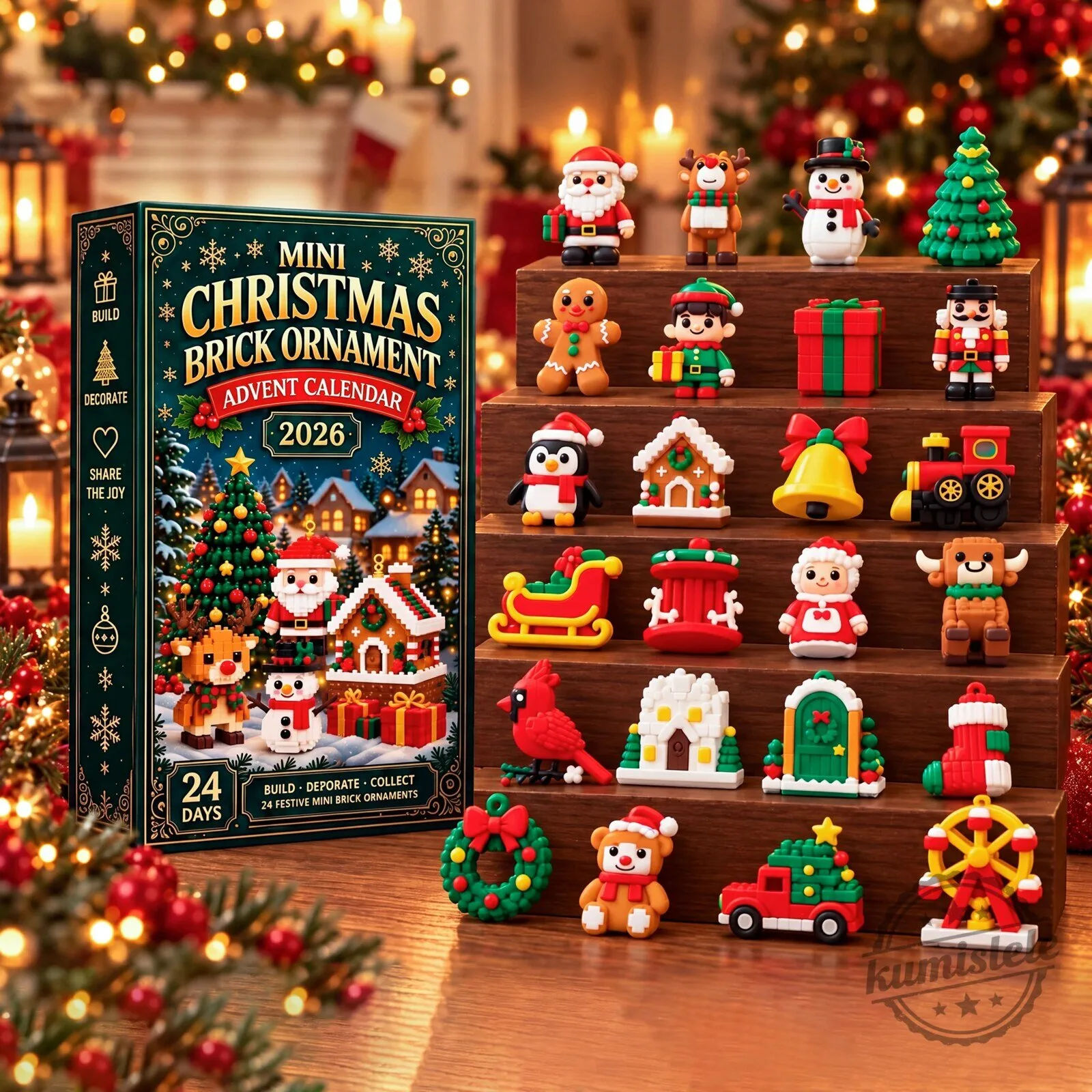 Mini Christmas Brick Ornament Advent Calendar 2026 Festive Holiday Building Blocks