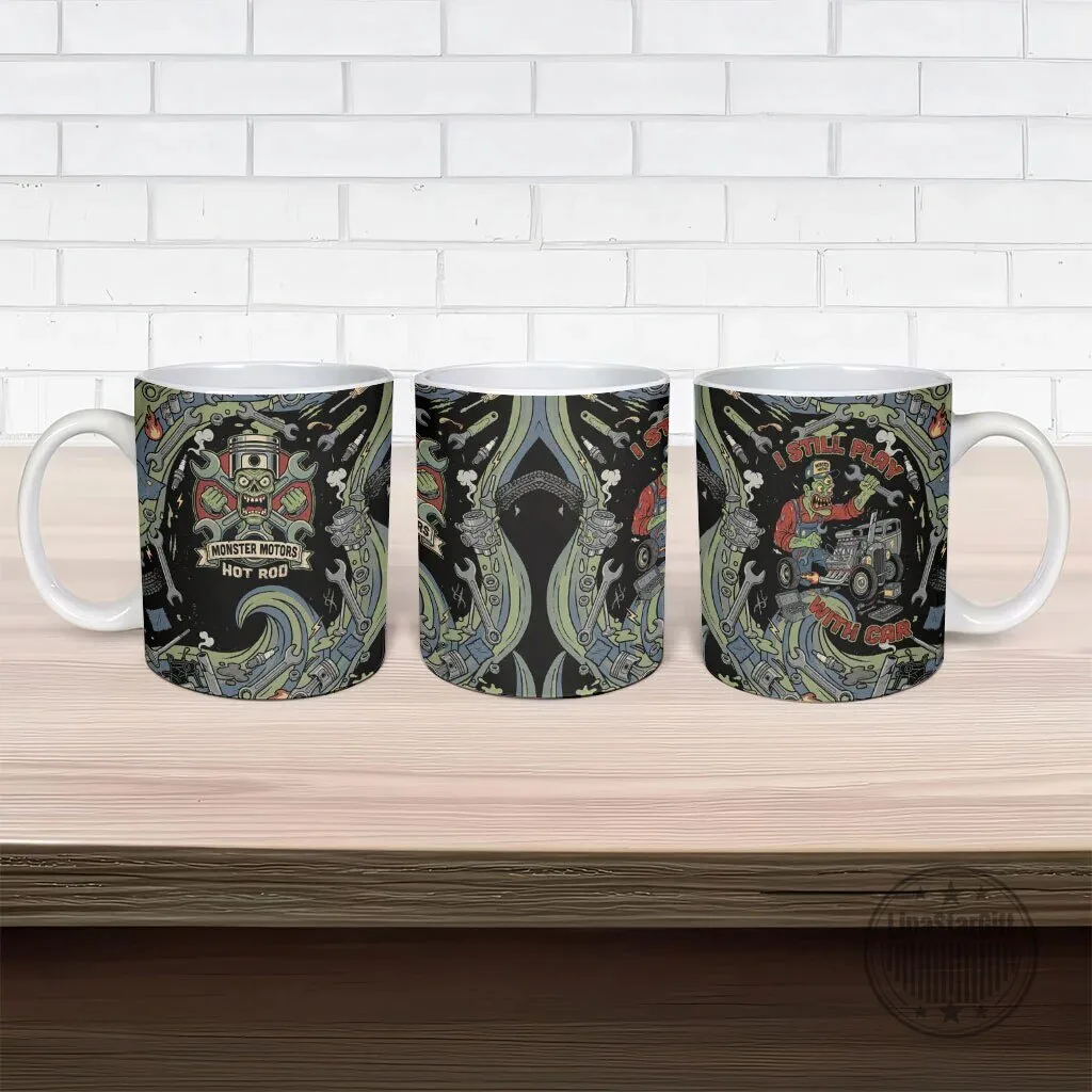 Monster Motors Hot Rod Zombie Mechanic Vintage Auto Tools Art Ceramic Mug 9 Monster Motors Hot Rod Zombie Mechanic Vintage Auto Tools Art Ceramic Mug