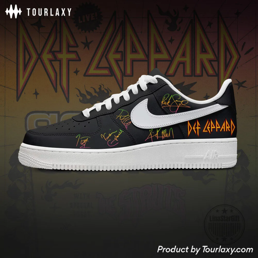 Def Leppard Band Member Signatures Black Custom Air Force 1 Shoes 1 Def Leppard Band Member Signatures Black Custom Air Force 1 Shoes
