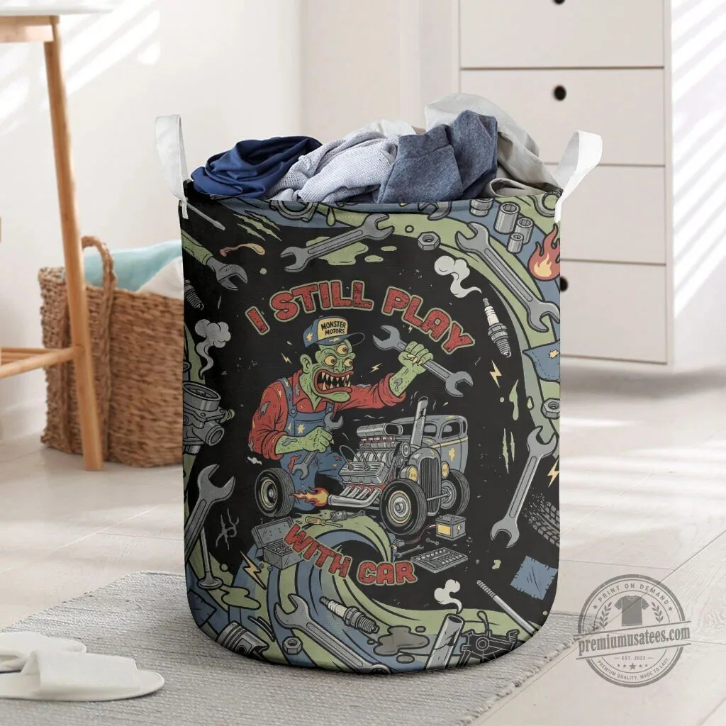 Zombie Mechanic Hot Rod Vintage Auto Tools Art Laundry Basket 5 Zombie Mechanic Hot Rod Vintage Auto Tools Art Laundry Basket