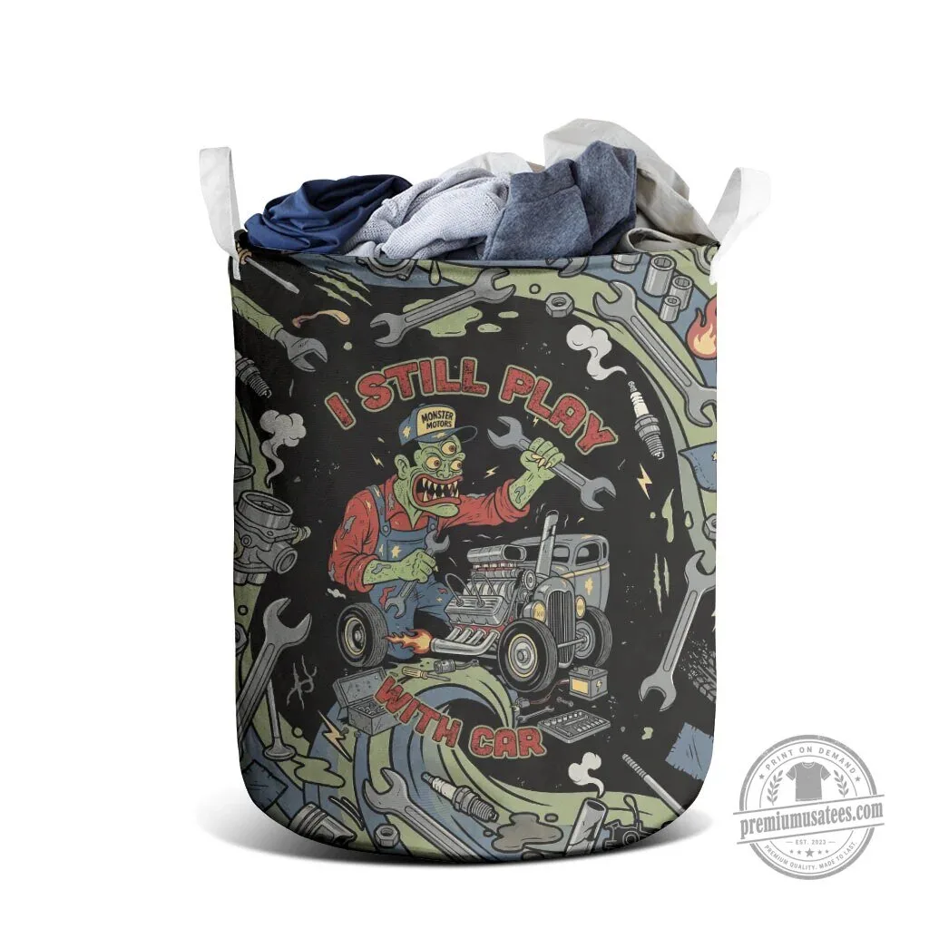 Zombie Mechanic Hot Rod Vintage Auto Tools Art Laundry Basket 7 Zombie Mechanic Hot Rod Vintage Auto Tools Art Laundry Basket