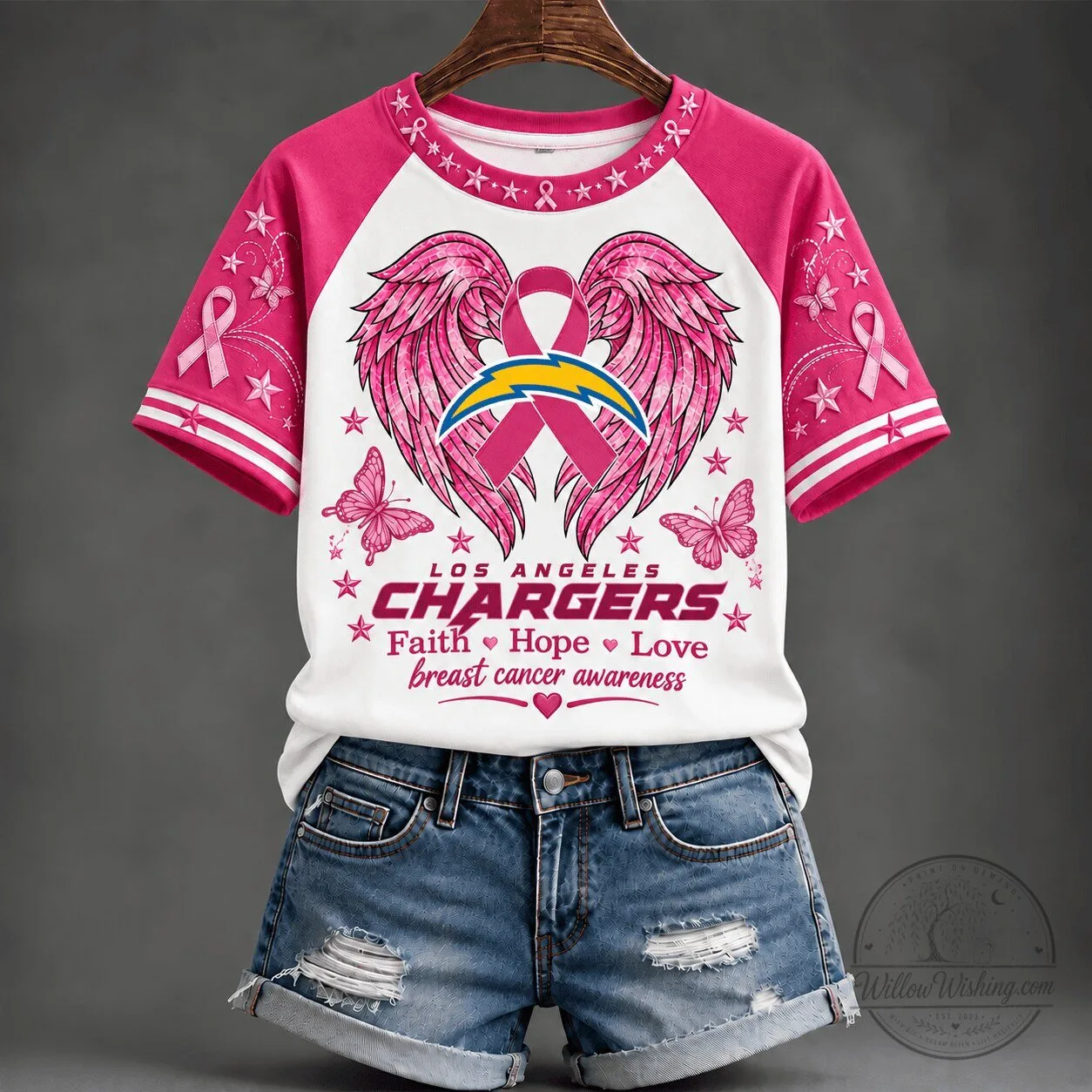 Los Angeles Chargers Faith Hope Love Breast Cancer Awareness T-Shirt 1 Los Angeles Chargers Faith Hope Love Breast Cancer Awareness T-Shirt
