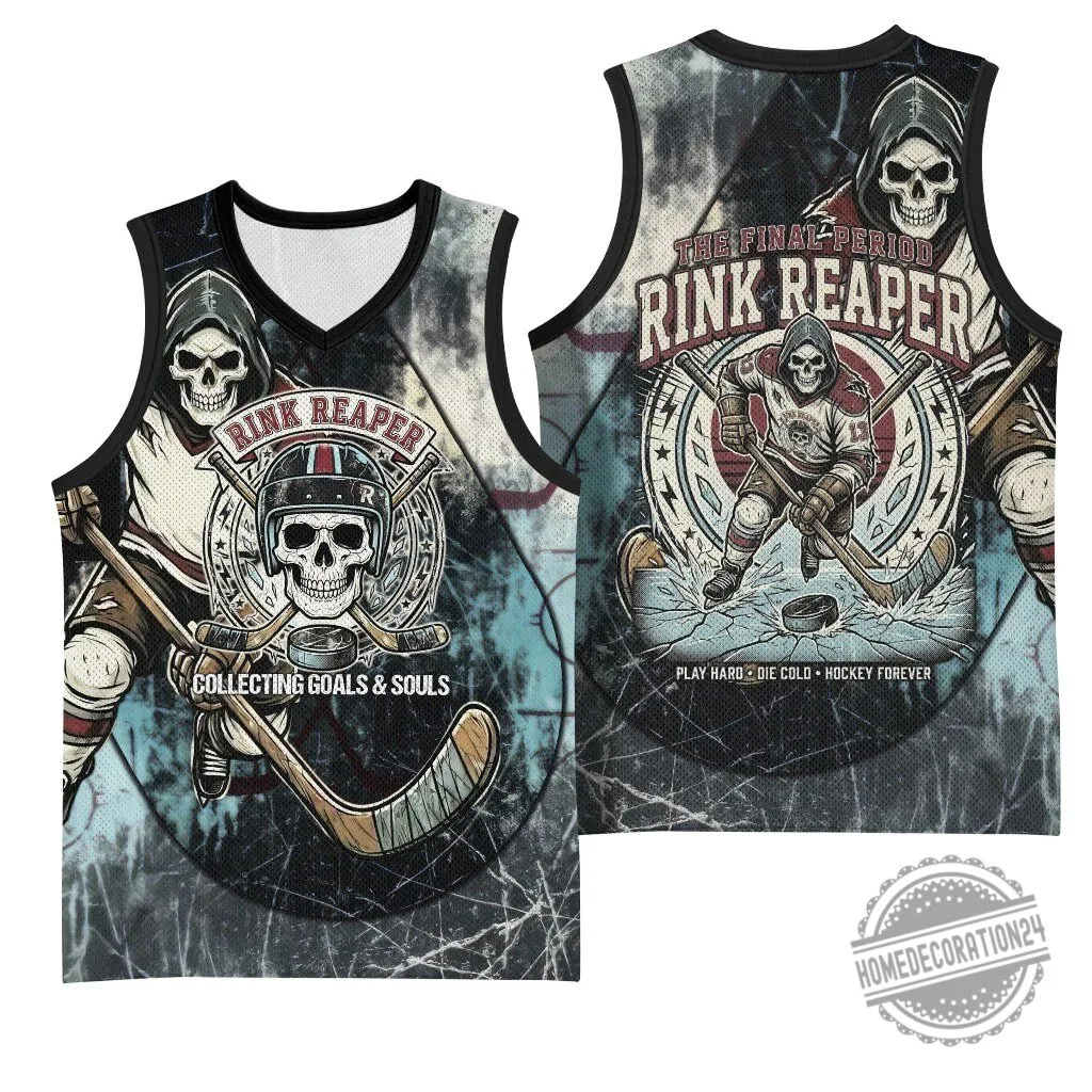 Rink Reaper Grim Reaper Skeleton Ice Hockey Player Vintage Grunge Distress Jersey 8 Rink Reaper Grim Reaper Skeleton Ice Hockey Player Vintage Grunge Distress Jersey