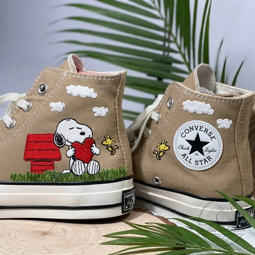 Snoopy Embroidered Converse Chuck Taylor All Star High Top Sneakers