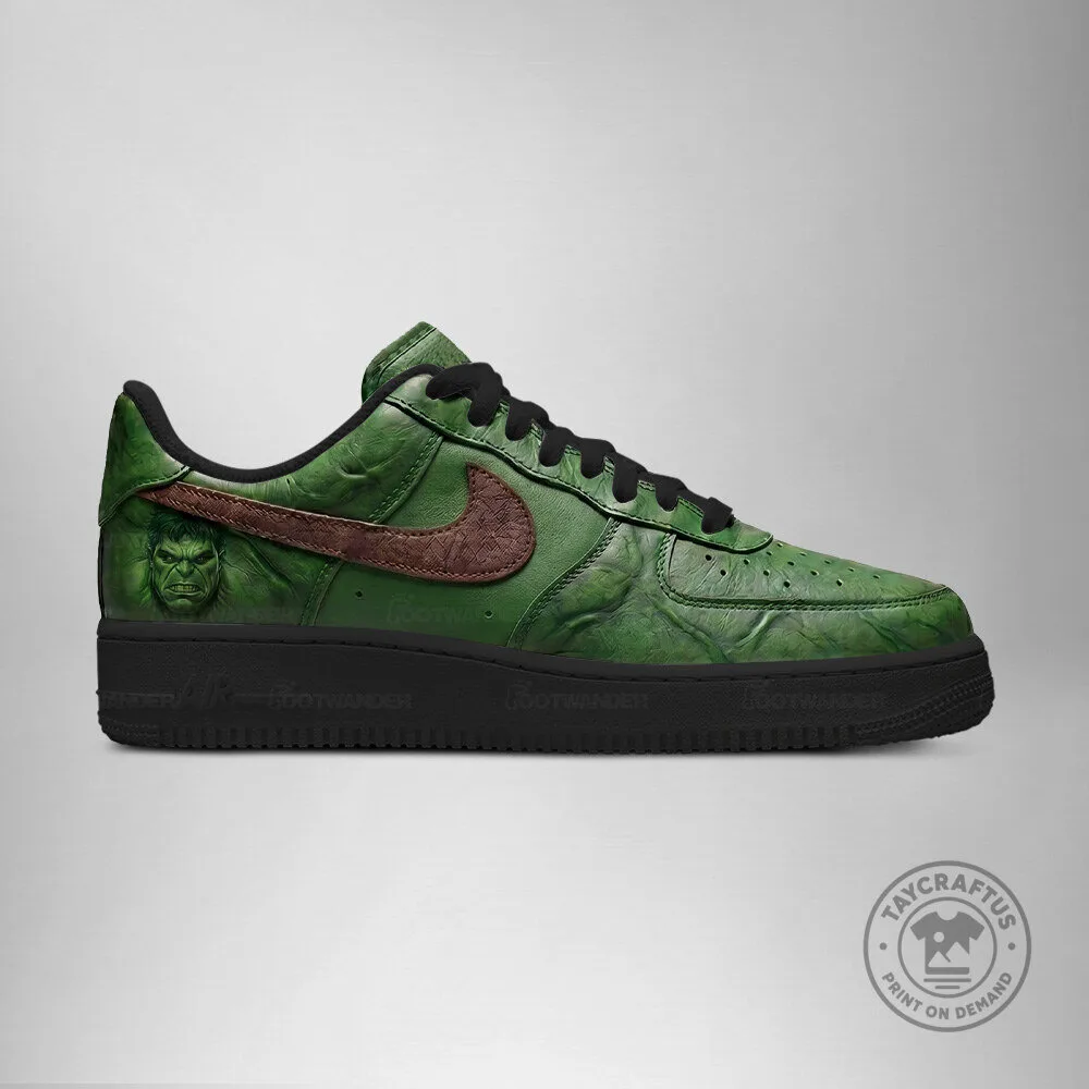 Incredible Hulk Embossed Logo Green and Brown Custom Shoes 4 Incredible Hulk Embossed Logo Green and Brown Custom Shoes